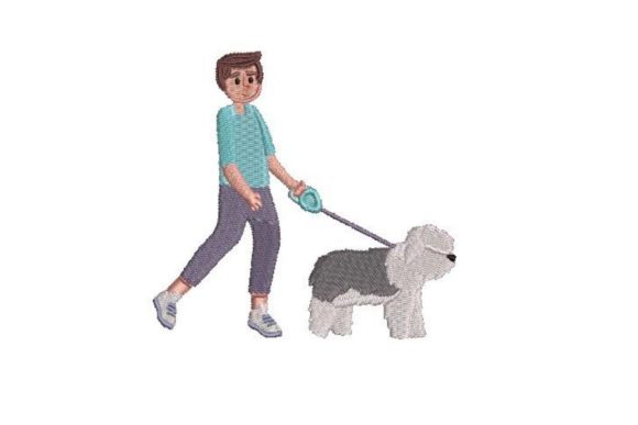 Boy Walking Old Sheepdog Embroidery Review
