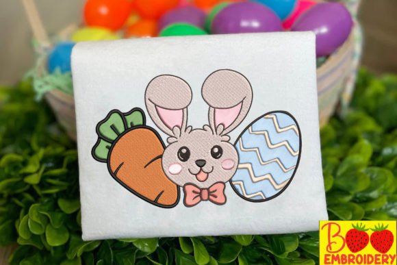 Carrot Rabbit and Easter Eggs Embroidery